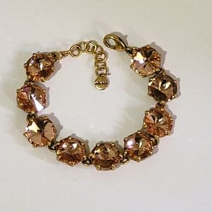 Stella and dot peach rhinestone gold tone bracelet